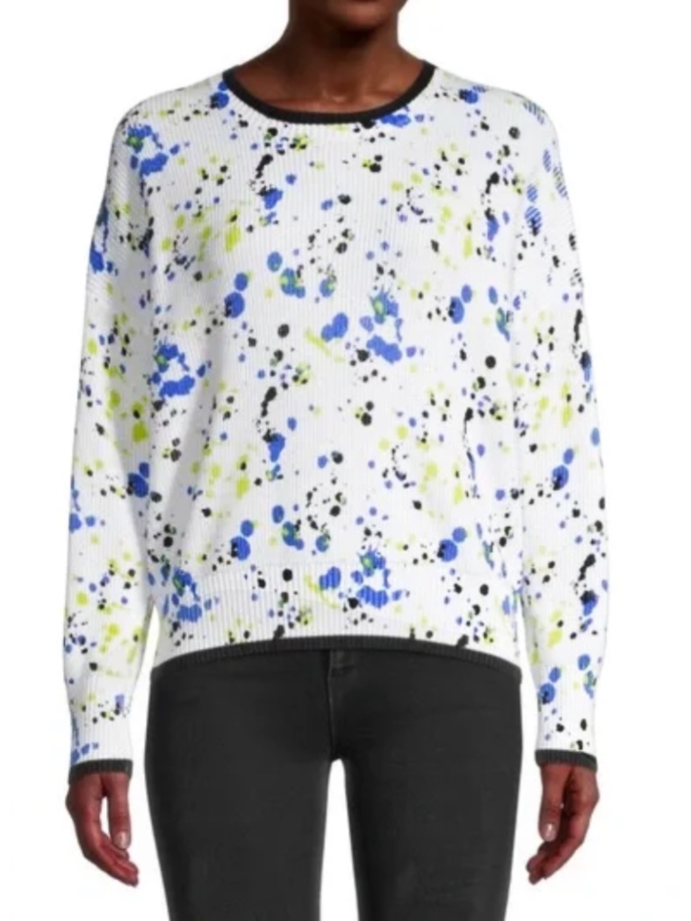Central Park West - Printed Cotton-Blend Sweater in Paint Splatter Design